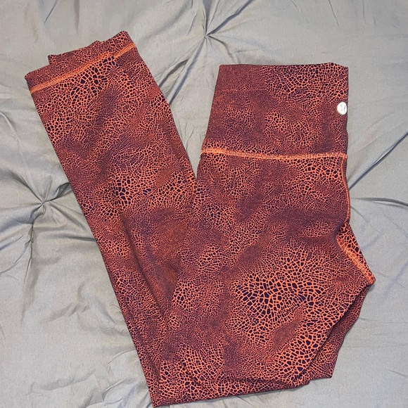 Lululemon Athletica Orange Blue Patterned High Rise Leggings - Picture 2 of 9